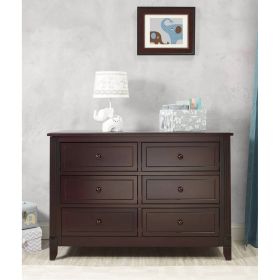 SF Home Kids Bedroom 6-Drawer Dresser in Espresso Wood Finish