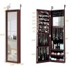 2-in-1 Dark Brown Wall or Door Mounted Jewelry Organizer Full Length Mirror