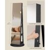 Black Wood Jewelry Cabinet Armoire Organizer Freestanding Rotating Mirror