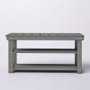 Grey Wood 2-Shelf Shoe Rack Storage Bench For Entryway or Closet