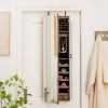 2-in-1 Door/Wall Mounted Jewelry Armoire Full Length Mirror in Brown Wood Finish