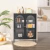 2-Door Buffet Sideboard Accent Table Liquor Cabinet in Black Wood Finish