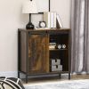 Farmhouse Buffet Cabinet Sideboard with Sliding Door in Rustic Brown Wood Finish