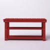 Red Wooden 2-Shelf Shoe Rack Storage Bench for Entryway or Closet