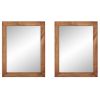 Set of 2 Modern Farmhouse Mirror Set Distressed Brown Wood Frame 31 x 24 inch