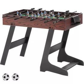 Foldable Foosball Table with 2 Balls in Walnut Wood Finish - Standard Size