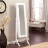 White Full Length Tilting Cheval Style Floor Mirror with Jewelry Storage