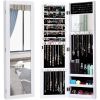 2-in-1 Wall or Door Mounted Jewelry Organizer Full Length Mirror in White