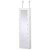 White Door/Wall Mounted Jewelry Armoire Cabinet with Mirror and LED Lights