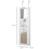 White Door/Wall Mounted Jewelry Armoire Cabinet with Mirror and LED Lights