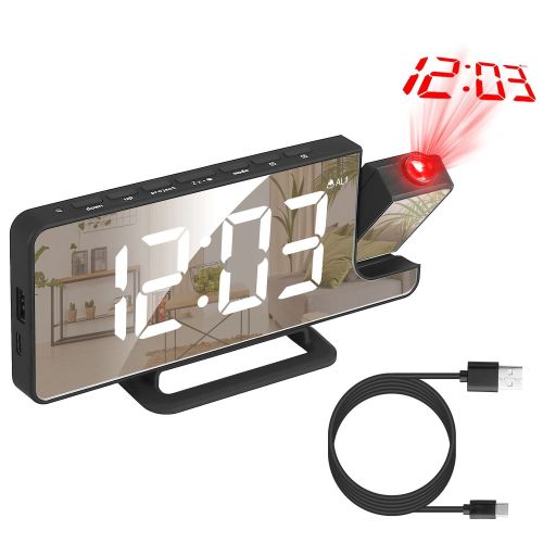 Projection Alarm Clock LED Digital Alarm Clock with Dual Alarms Snooze Function 6 Dimmer 7.7in Mirror Projection Alarm Clock LED Digital Alarm Clock with Dual Alarms Snooze Function 6 Dimmer 7.7in Mirror