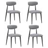 (Set of 4) Modern Dining Chairs , Curved Backrest Round Upholstered and Metal Frame,Grey