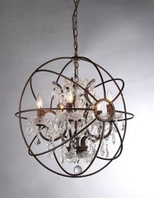 Planetshaker II Antique Bronze and Crystal 6-light Chandelier