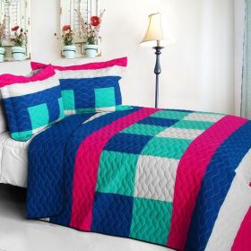 [Eternity] Vermicelli-Quilted Patchwork Plaid Quilt Set Full/Queen