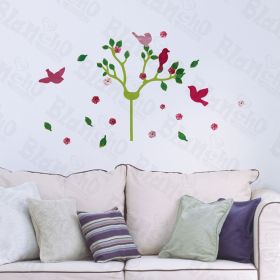 Cherry Blossom & Birds - Hemu Wall Decals Stickers Appliques Home Decor 12.6 BY 23.6 Inches