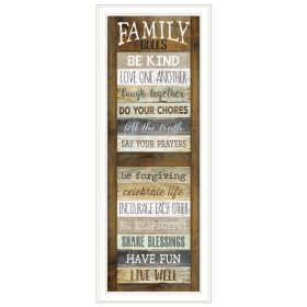 "Family Rules Shutter" By Marla Rae, Ready to Hang Framed Print, White Frame