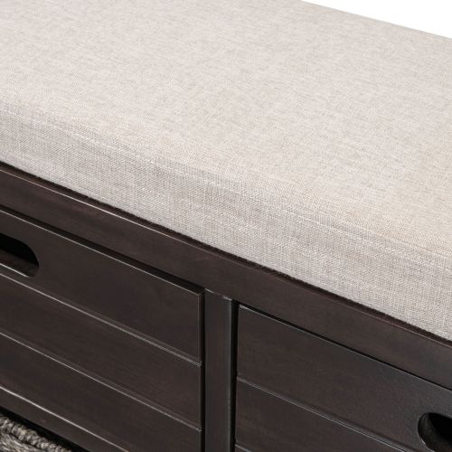TREXM Storage Bench with Removable Basket and 2 Drawers, Fully Assembled Shoe Bench with Removable Cushion (Espresso) TREXM Storage Bench with Removable Basket and 2 Drawers, Fully Assembled Shoe Bench with Removable Cushion (Espresso)