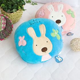 [Sugar Rabbit - Round Blue] Blanket Pillow Cushion / Travel Pillow Blanket (25.2 by 37 inches)