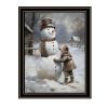 Trendy Decor 4U Finishing Touch on the Snowman Black Framed Wall Art for Living Room, Holiday Wall Art Print for Home Decor