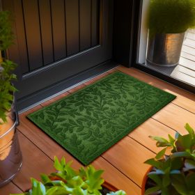 Home Entrance Green Leaves Door Mat Deluxe 17x29.5 in Absorbent Natural Rubber Non Slip Indoor Outdoor Easy Clean Beautiful Welcome Mats for Front Doo