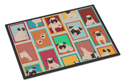 NEW Lots of Fawn Pug Doormat Front Door Mat Indoor Outdoor Rugs for Entryway, Non Slip Washable Low Pile, 18H X 27W