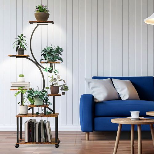 8 Tiered Plant Stand Indoor With Grow Lights S-shaped Lighted Plant Shelf 61.42in Plant Towe 8 Tiered Plant Stand Indoor With Grow Lights S-shaped Lighted Plant Shelf 61.42in Plant Towe