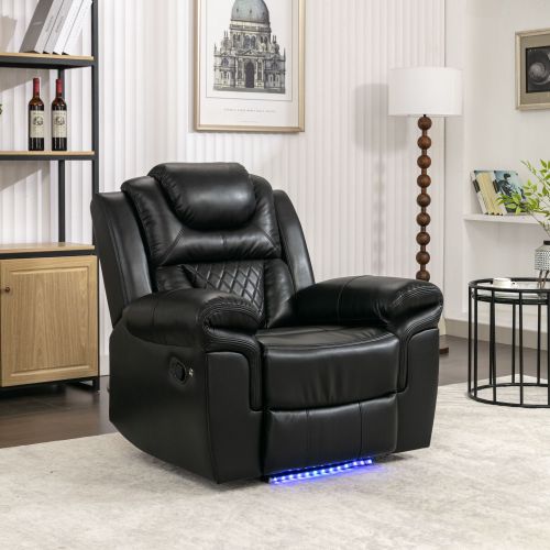 Home Theater Seating Manual Recliner Chair with LED Light Strip for Living Room,Bedroom, Black Home Theater Seating Manual Recliner Chair with LED Light Strip for Living Room,Bedroom, Black