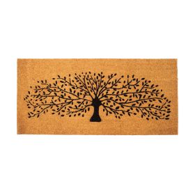 Extra Large Floor Mat for Patio Tree Print Beige 47x22 inch Decor Coco Coir Mats with PVC Backing Non Slip Mat for Farmhouse and Home Decor Rustic Pat