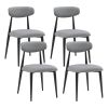 (Set of 4) Modern Dining Chairs , Curved Backrest Round Upholstered and Metal Frame,Grey