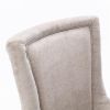 Furniture,Ultra Side Dining Chair, Thickened fabric chairs with neutrally toned solid wood legs, Bronze nail head, Set of 2, Beige