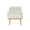 cream white velvet armchair with metal legs