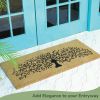 Extra Large Floor Mat for Patio Tree Print Beige 47x22 inch Decor Coco Coir Mats with PVC Backing Non Slip Mat for Farmhouse and Home Decor Rustic Pat