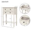 Narrow Console Table, Slim Sofa Table with Three Storage Drawers and Bottom Shelf (Ivory White)