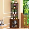 Corner Shelf with Doors, 65" Corner Cabinet & Wine Glass Rack, 6 Tier Bookshelf Display, Freestanding Corner Storage Stand for Kitchen, Living Room