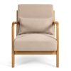 Leisure Chair with Solid Wood Armrest and Feet, Mid-Century Modern Accent Sofa,1 seat