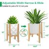 Plant Stand Indoor, Bamboo Plant Shelf, Adjustable Corner Plants Flower Holders Single Floor Plant Stand, Fits 8 To 12 Inches Pots