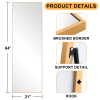 Aluminum alloy thin edged rectangular golden full-length mirror with stand 64 * 21 * 1 inch Bathroom Vanity Mirror for Bedroom Entryway