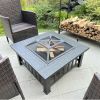 Fire Pit Table 32in Square Metal Firepit Stove Backyard Patio Garden Fireplace for Camping, Outdoor Heating, Bonfire and Picnic