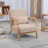 Leisure Chair with Solid Wood Armrest and Feet, Mid-Century Modern Accent Sofa,1 seat