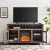 Transitional Electric Fireplace Wood and Glass TV Stand for TVs up to 65" - Grey Wash