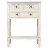 Narrow Console Table, Slim Sofa Table with Three Storage Drawers and Bottom Shelf (Ivory White)