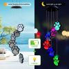 1pc; Paw Print Solar Wind Chimes For Outside; Dogs Cat Pet Paw Print Remembrance Wind Chimes; Waterproof Color Changing Solar Hanging Lights; Sympathy