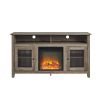 Transitional Electric Fireplace Wood and Glass TV Stand for TVs up to 65" - Grey Wash