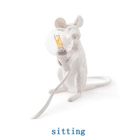 Creative Nordic Resin Mouse Table Lamp Desk LED Night Lights Small Mini Rat Desk Lamps (Type: US-sitting, Color: White)