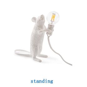 Creative Nordic Resin Mouse Table Lamp Desk LED Night Lights Small Mini Rat Desk Lamps (Type: US-standing, Color: White)