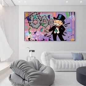 Hand Painted Oil Painting Street Art Abstract Alec Monopoly Painting Modern Living Room Hallway Bedroom Luxurious Decorative Painting (Style: 01, size: 60X90cm)